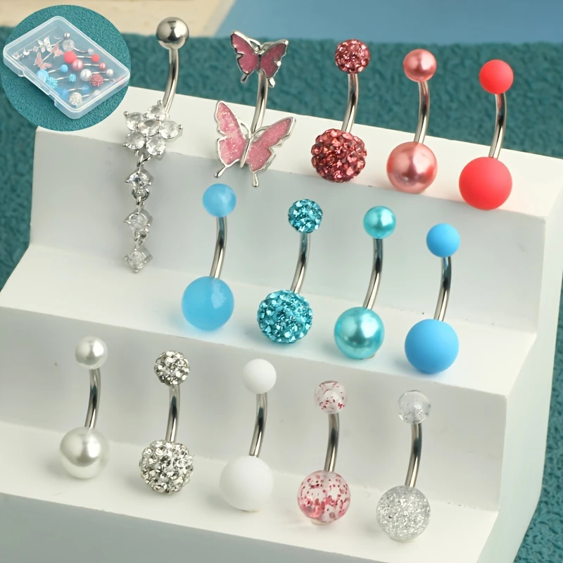 14pcs Belly Button Rings Navel - Body Jewelry Jewelry Box ulasan dan harga