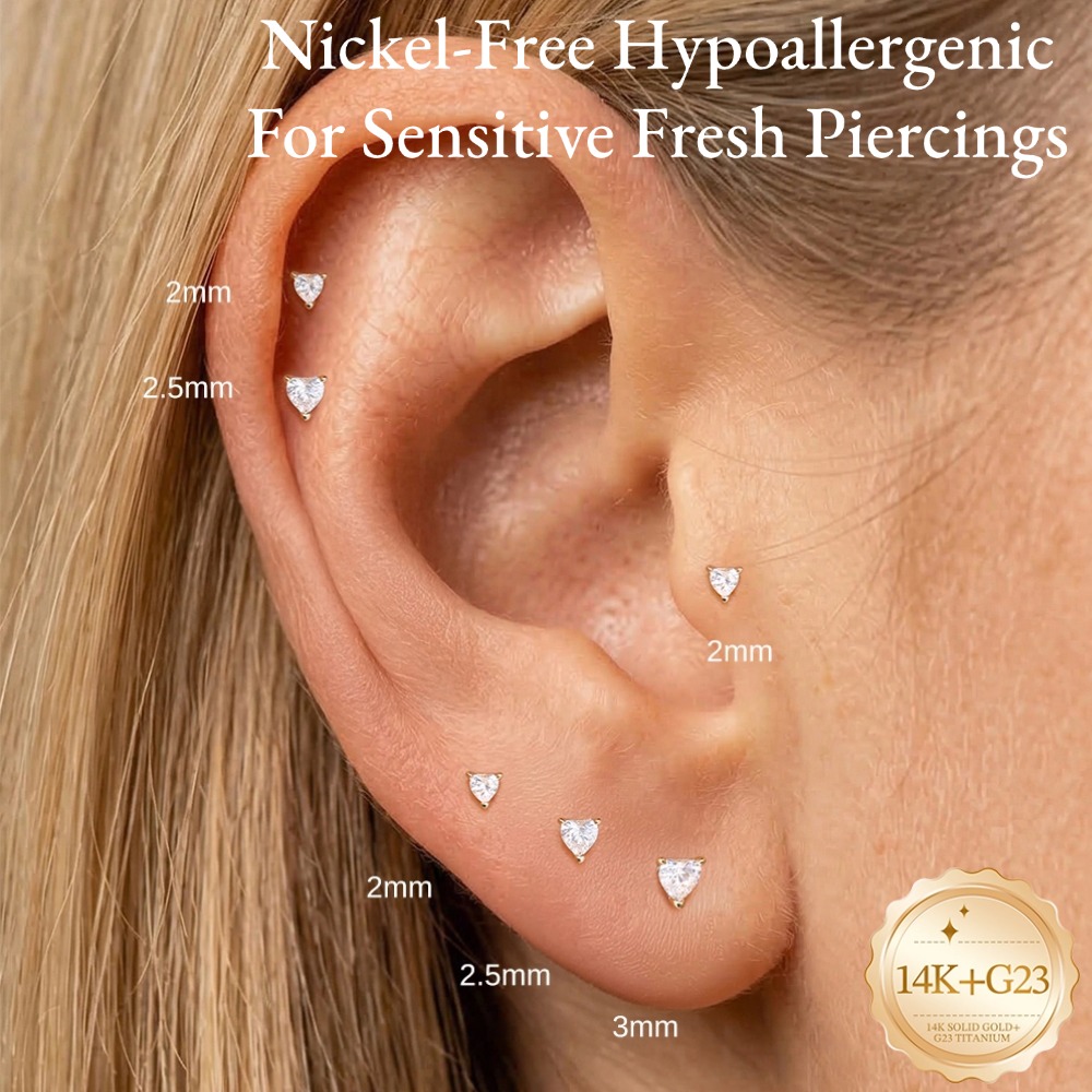 DIeSchein 14K Solid Gold Flat  - Body Jewelry Flat Back ulasan dan harga