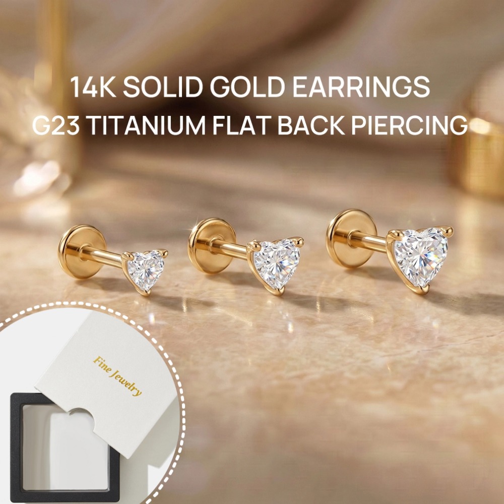 DIeSchein 14K Solid Gold Flat  - Body Jewelry Flat Back ulasan dan harga