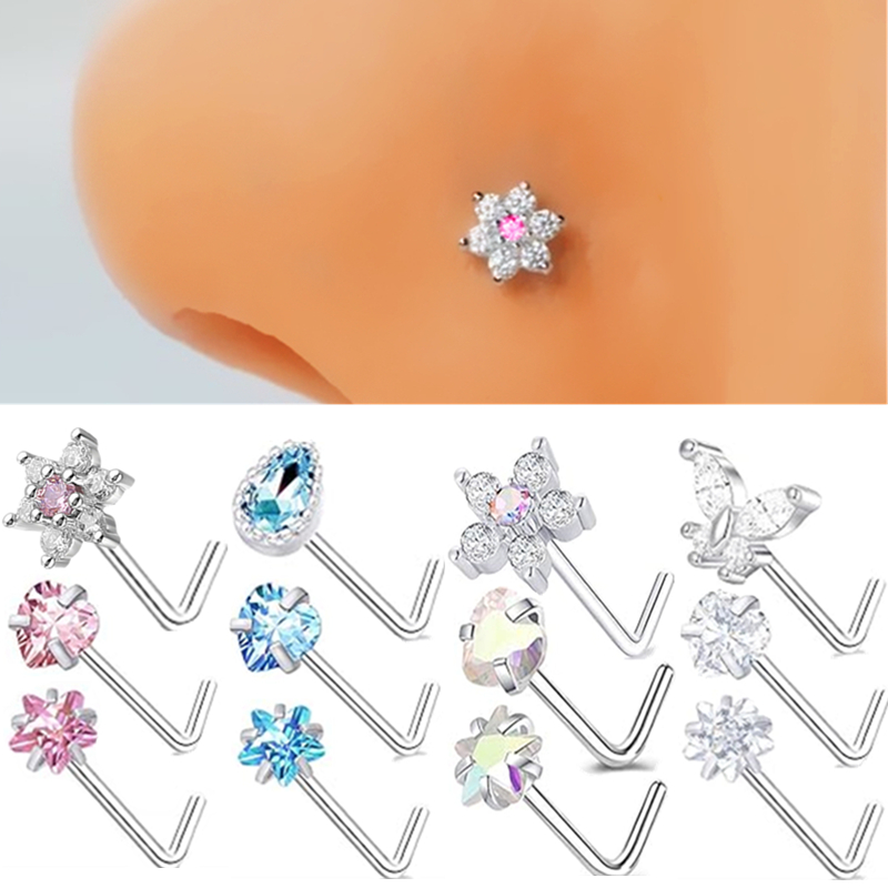 3PC Stainless Steel Flower Nos - Body Jewelry Indian ulasan dan harga
