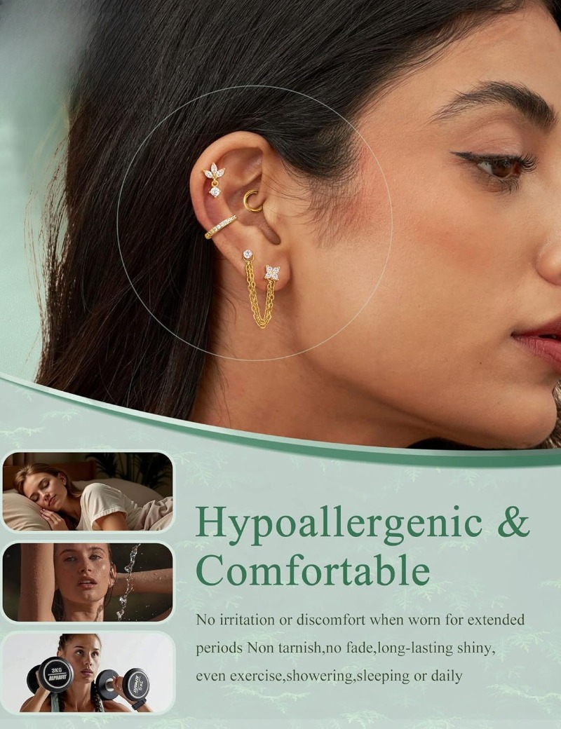 16 Gauge Cartilage Earrings fo - Body Jewelry Flat Back ulasan dan harga
