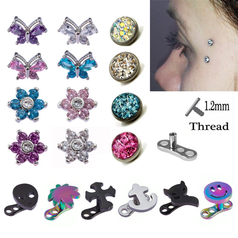 1PC Dermal Anchor Top Piercing - Body Jewelry Dermal ulasan dan harga