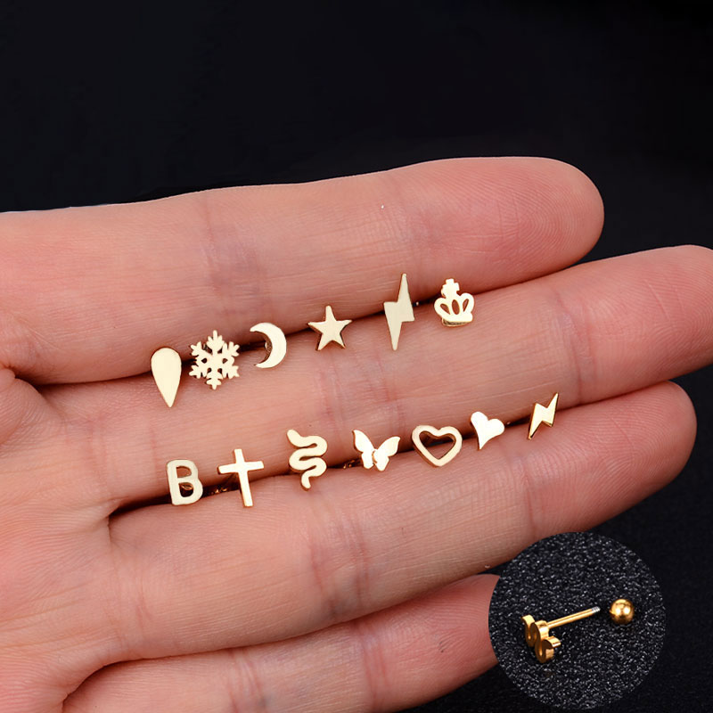 1PC Stainless Steel Mini Studs - Body Jewelry Flat Back ulasan dan harga