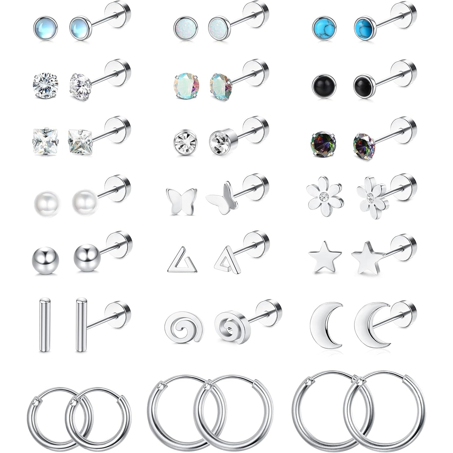 FASACCO 1 Pair Surgical Steel  - Body Jewelry Flat Back ulasan dan harga